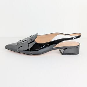 M. Gemi Sirene Slingback Kitten Heels 36.5 Black Patent Leather Made Italy 6.5